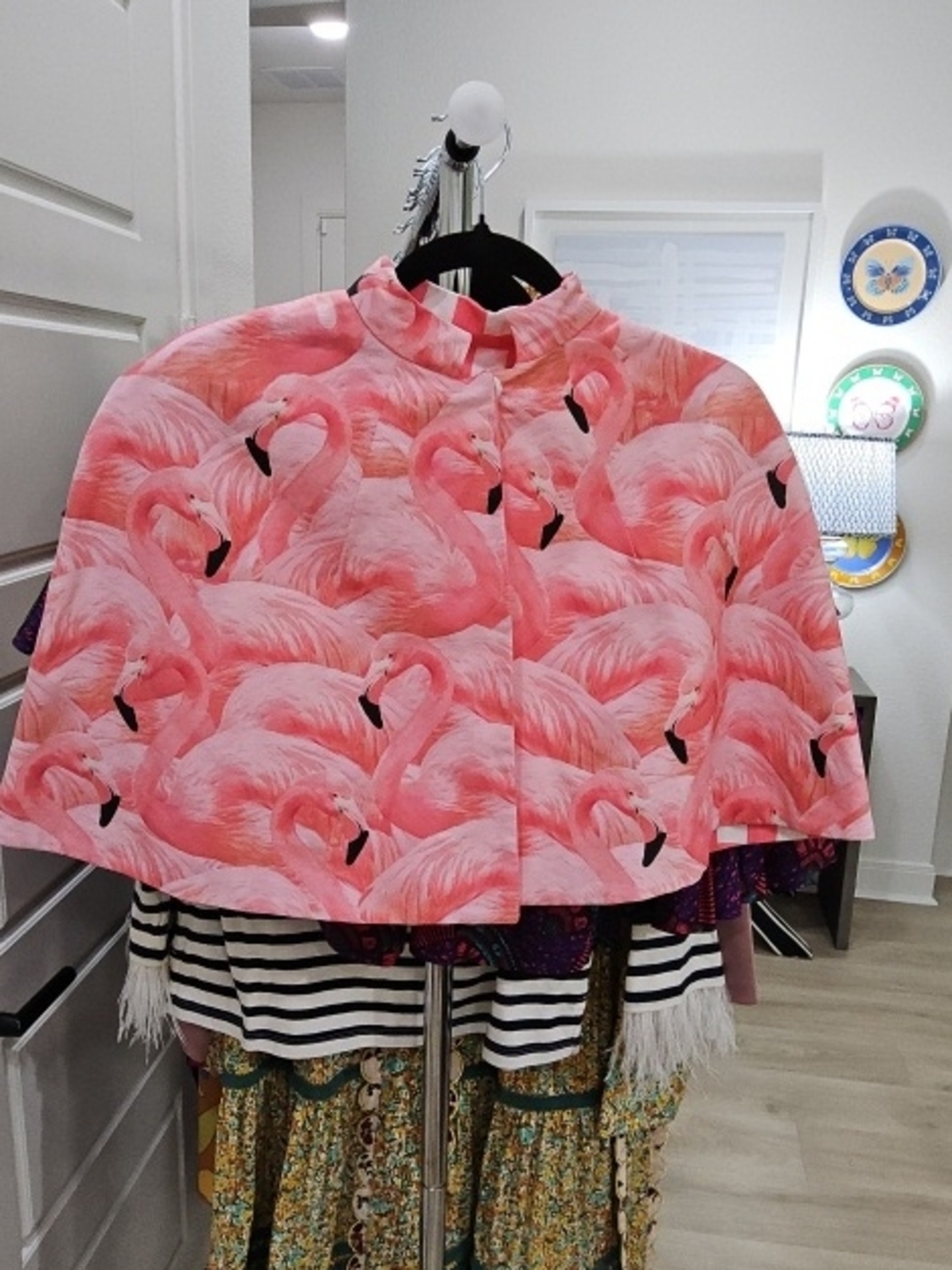 Buru Pink Reversible Gingham Cape - Picture 1 of 2